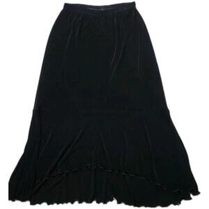 Chicos Travelers Skirt Size 2 Black Midi Tiered Womens Large 12